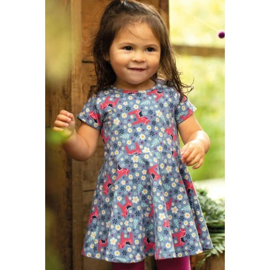 Dress Frugi Skater Short Sleeved Abisco Blue Dala Horse